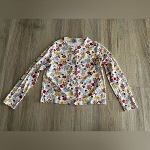 Petit Bateau Girls Cotton Floral Pomegranate Long Sleeve Cardigan - Size 10